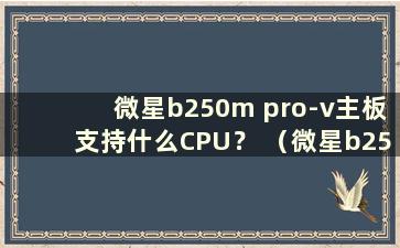 微星b250m pro-v主板支持什么CPU？ （微星b250什么CPU好）